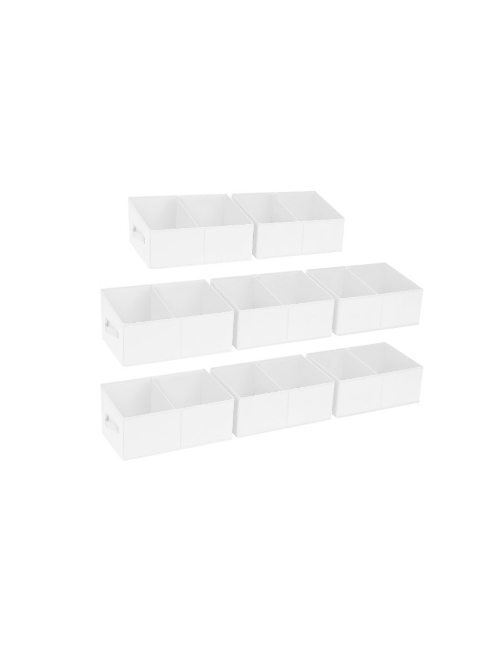 Trapezoid Storage Bins For Closet, Home, Office, Toys • 8 Pack - White